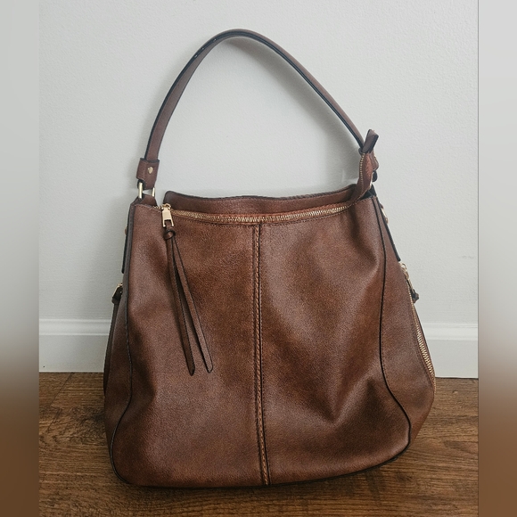 Realer Handbags - Brown Leather Hobo Bag